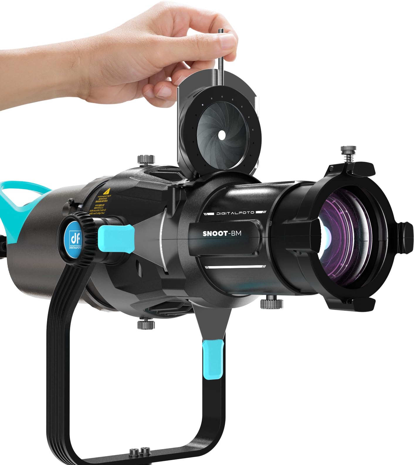 DF DIGITALFOTO Proiettore ottico Snoot Bowens Mount Gobo con Iris, attacco di proiezione per faretto fotografico, compatibile con Aputure Amaran 100X/D, 200D/X, 150/300C, Aputure Storm 400X