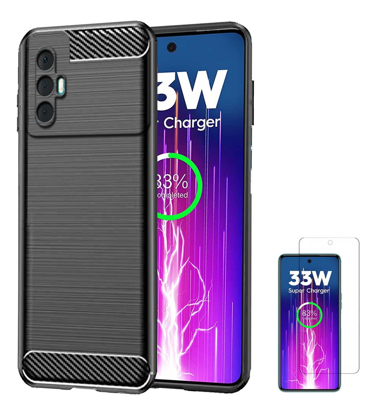 RRTBZ Carbon Fiber Hybrid Armor Shock Proof TPU Back Case Cover Compatible for Tecno Spark 8 Pro with Screen Guard -Black (B0B753XWWK) Amazon Price History, Amazon Price Tracker