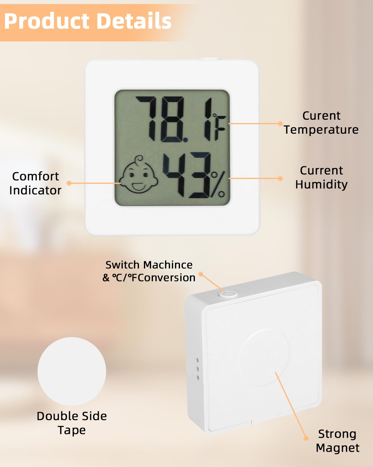 Lot De 4 Thermomètres Hygromètres Numériques LCD – Pour Intérieur, Bureau, Cave à Vin