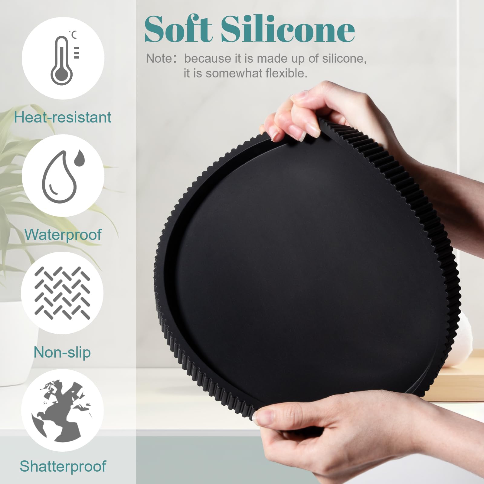 Silicone Bathroom Tray - Black Perfume Organizer -3