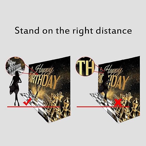 Miniatura 7 de PAEOT Telón de fondo de fiesta de cumpleaños con temática de ajedrez dorado y plateado, concurso de fotografía de fondo para niños, decoración de