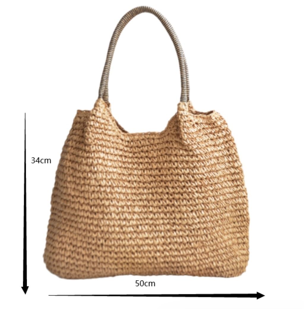 Bolso de Paja Bolso de Paja Ligero para Mujer, Bolso Playa, Tejido Grande Mujer