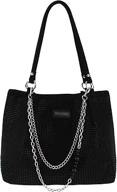 Amazon.com: Womens Rhinestones Shoulder Tote Bag Faux Suede Crystal ...