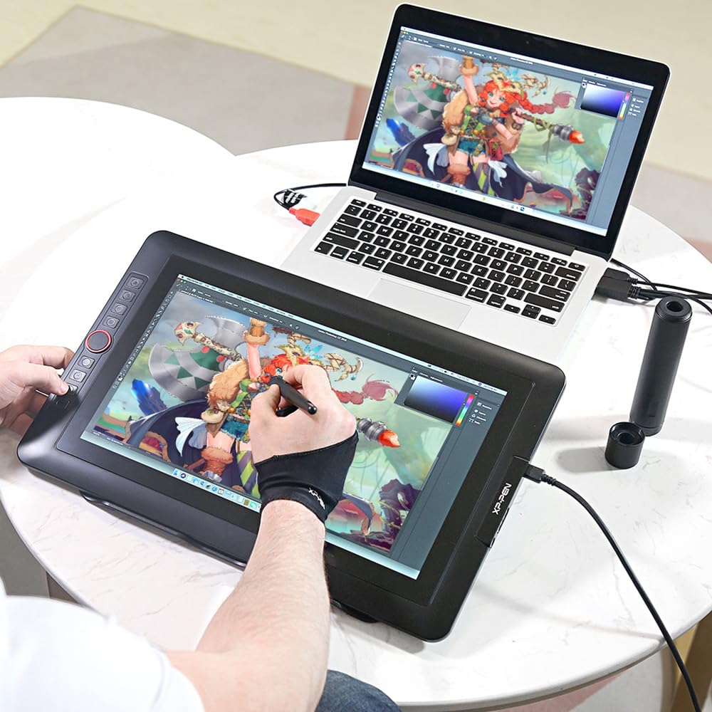 XPPen Artist 15.6 Pro Grafikmonitor 15,6 Zoll HD IPS Stift-Display Stift mit Kippfunktion Grafiktablett mit 8 Schnelltasten Stift-Dispaly Ideal für Home Office & E-Learning, Fotobearbeitung