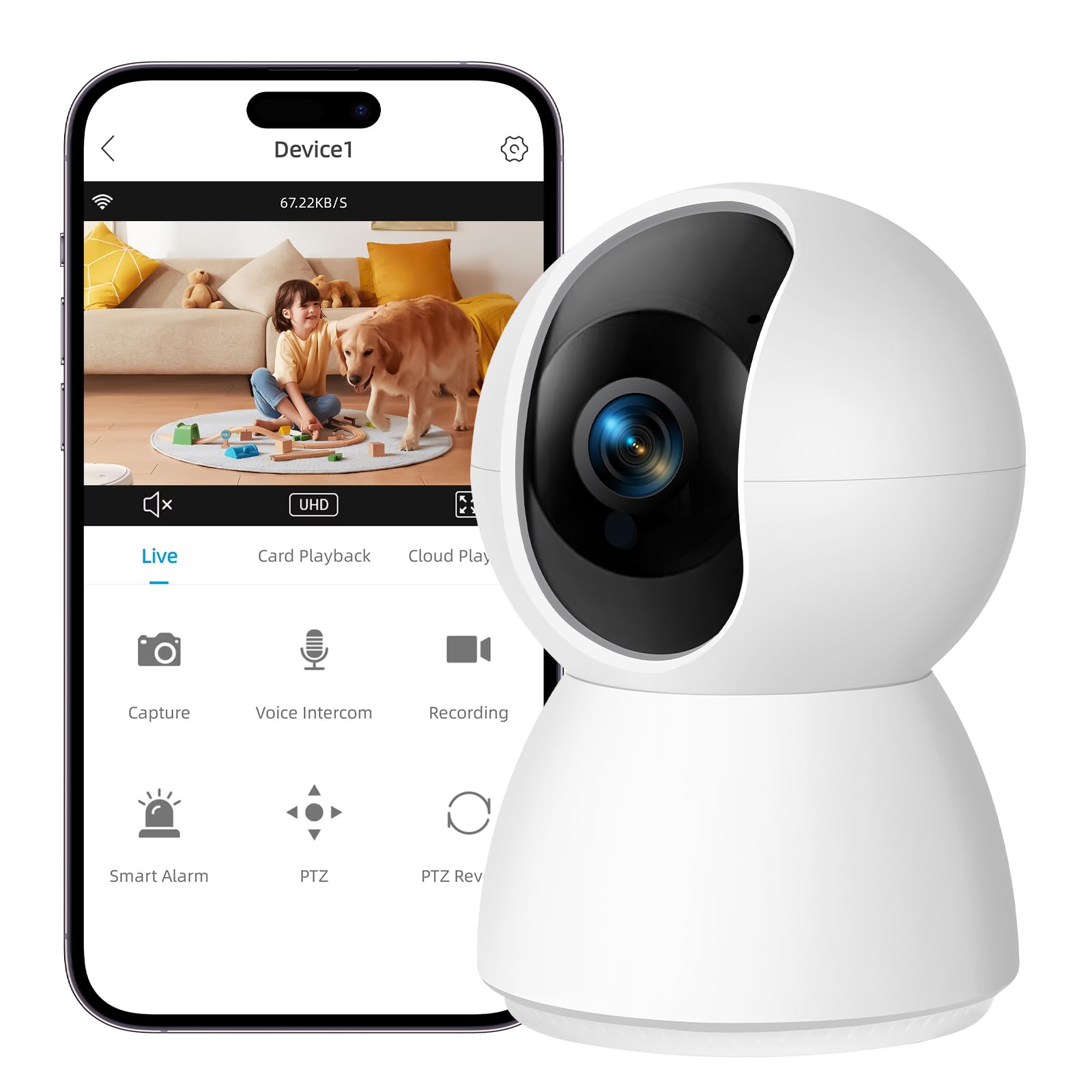 2.4/5GHz Cámara Vigilancia WiFi Interior, 2K (3MP) Camara Vigilancia Domicilio WiFi, Cámaras 360° con Visión Nocturna, Detección de Movimiento, Alarma Avisos, Audio Bidireccional, Compatible con Alexa