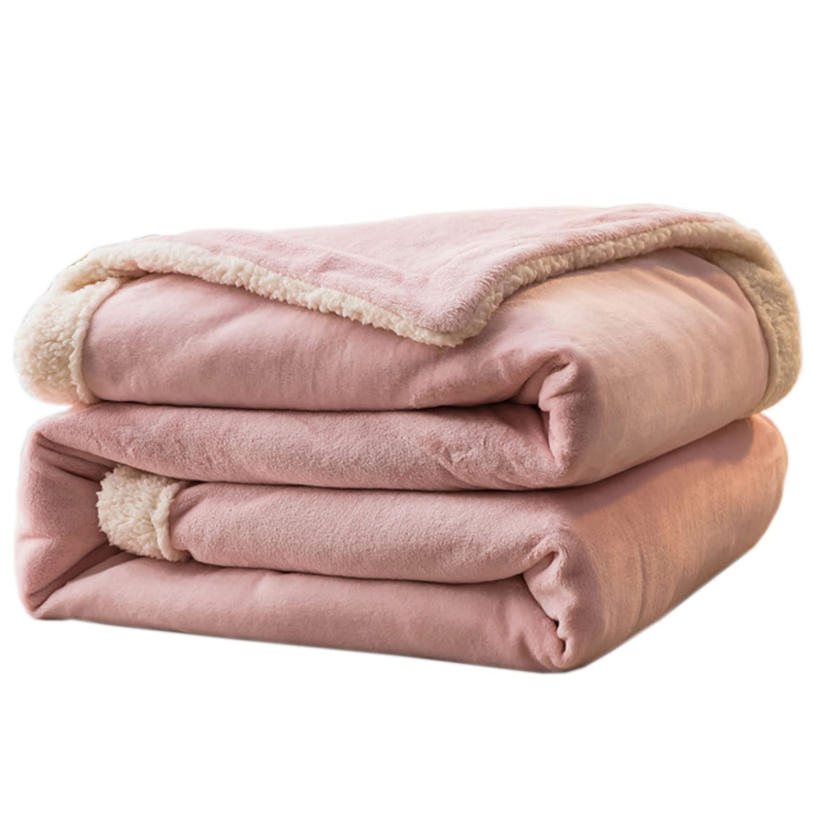BAOFI Throw Blanket Warm Soft, Blanket for Bed Cotton Pink, 79x91inch Plush Throw Blanket for Couch, Sherpa Soft Reversible Thick Blankets for Fall Winter, Living Room Watch TV, Bedroom Nap