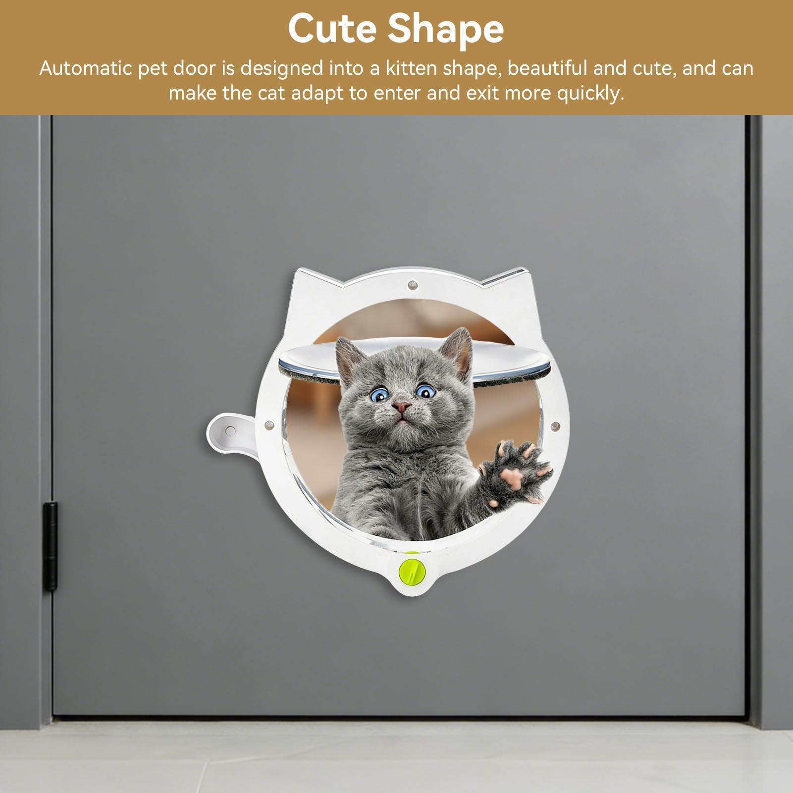 Katzentür, Katzentür Innentür Cat Klappe Tür Magnetische 4 Verriegelungsmodi Sichere Kunststoff Automatische Fenster Haustiertür für Innen Außentüren (weiß)