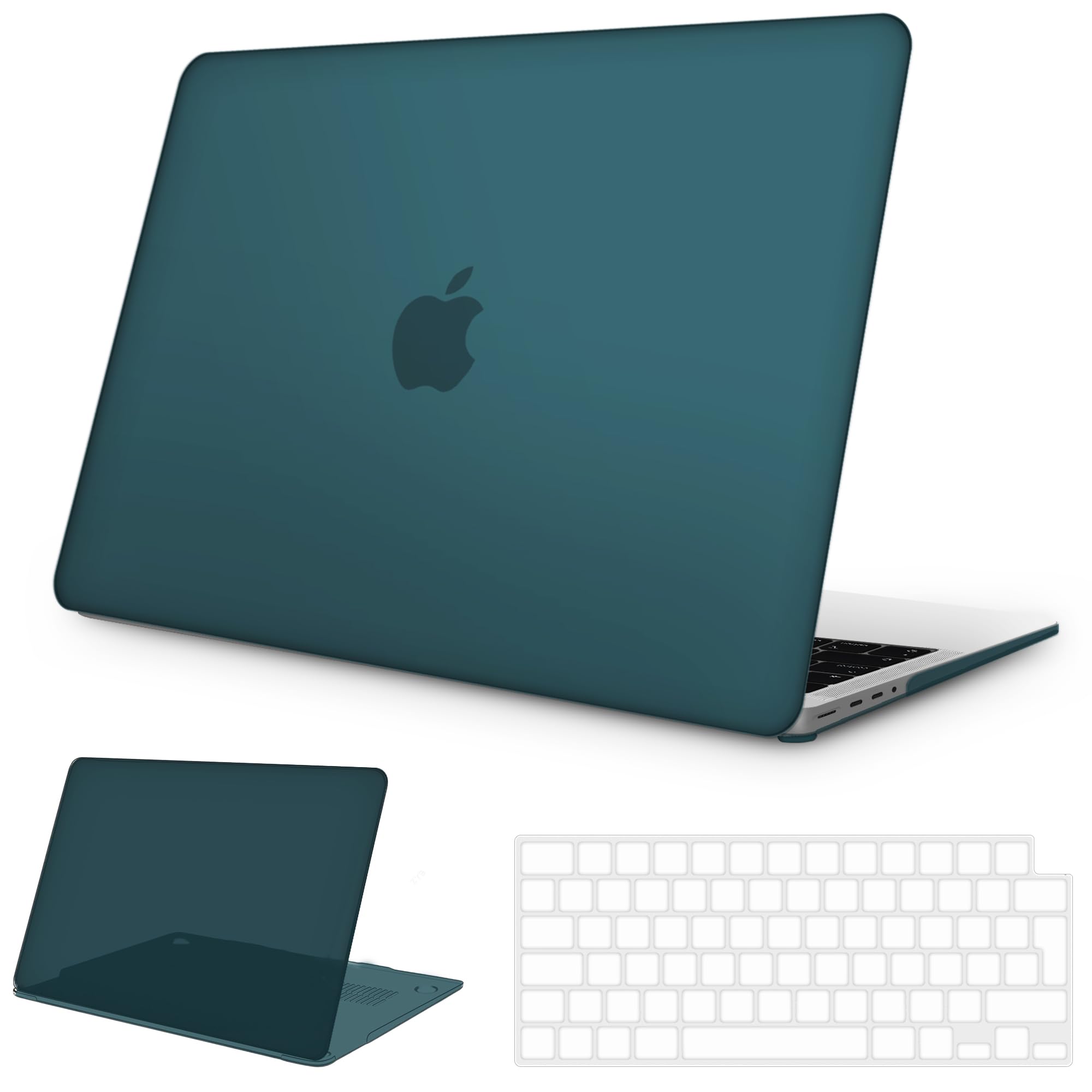 NPUOLS Custodia per 2024-2021 MacBook Pro 14 Pollici M4 M3 M2 M1 Pro Max A3112 A3401 A3185 A2918 A2992 A2779 A2442, 14,2" Opaco Rigide Protettiva Cover e Sottile TPU UE Tastiera Cover, Deep Teal