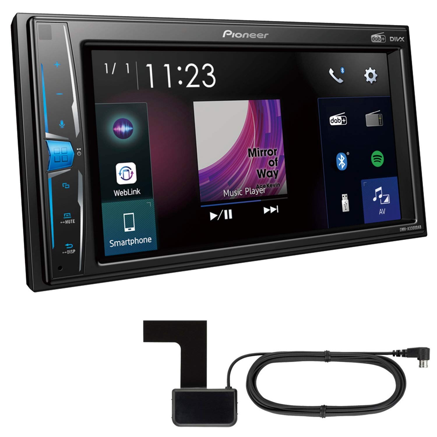 Pioneer DMH-A3300DAB Lettore multimediale 2-DIN, touchscreen ClearType da 6,2 pollici, connessione smartphone, USB, radio digitale DAB/DAB+, WebLink, Bluetooth
