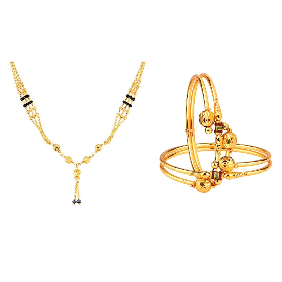 ZENEME Womens Pride Designer Gold Plated Mangalsutra & Bangle Set Combo Jewellery For Women (2.8, Design-3) (B07LDBMPVX) Amazon Price History, Amazon Price Tracker