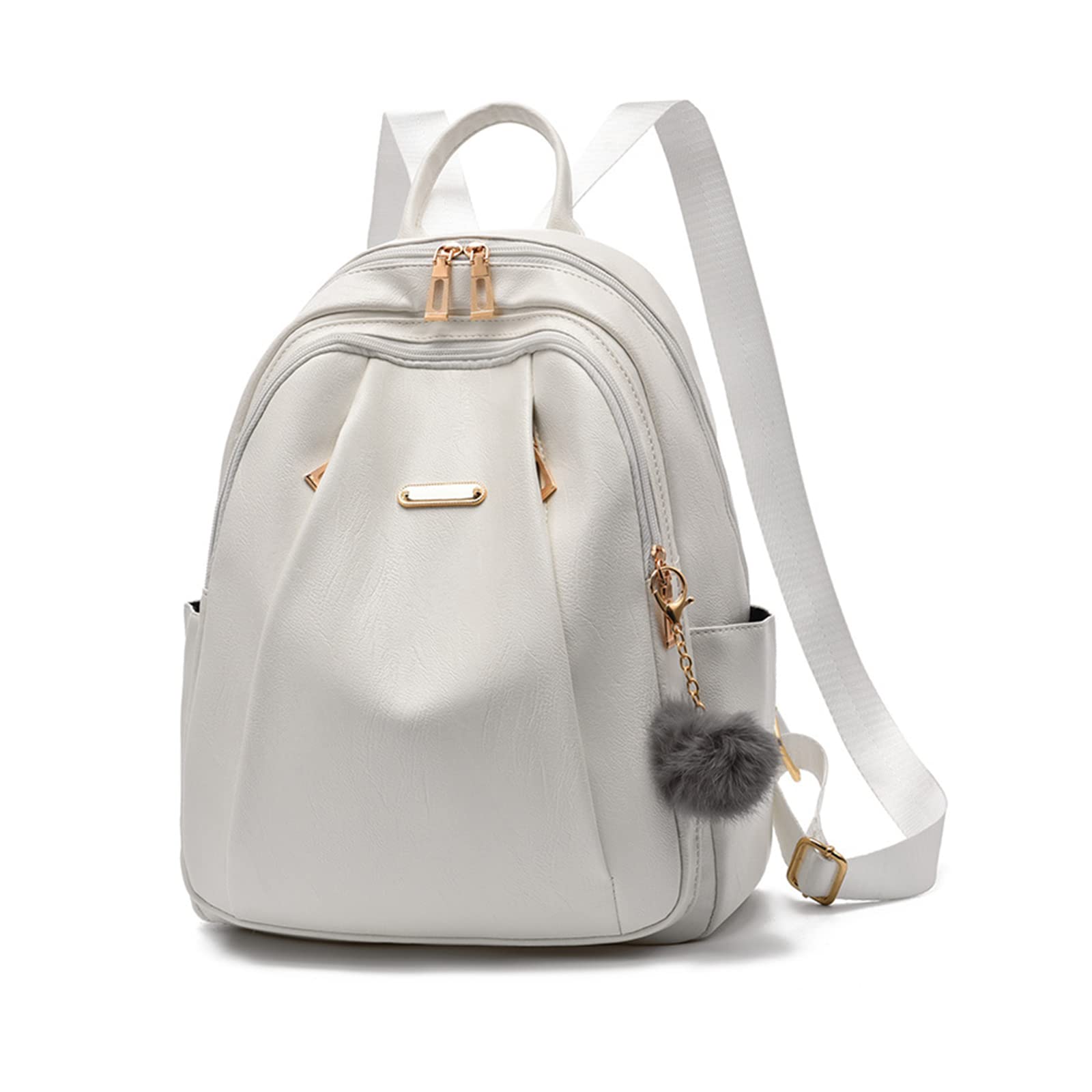 NICOLE & DORIS Borsa a Zainetto Donna Zaino Elegante Pelle PU Zaino Antifurto Impermeabile Casual Daypack Zainetti Grande Capienza Zaini per Città Viaggio Lavoro Bianco