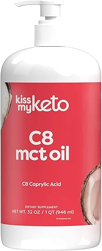 Kiss My Keto MCT Oil C8  32 oz Pure C8 MCT Oil Keto Fuel  Botella de aceite MCT puro con bomba  Aceite MCT C8 de alto octano aceite caprílico