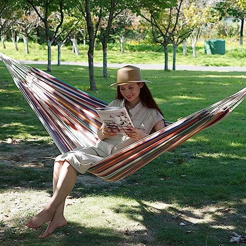Image of INNO STAGE 2 Persons Hammock with Tree Straps - Brazilian Double Hammock, Portable Hanging Camping Bed for Patio, Backyard, Porch, Outdoor and Indoor Use Soft Cotton Carrying Bag, XX-Large