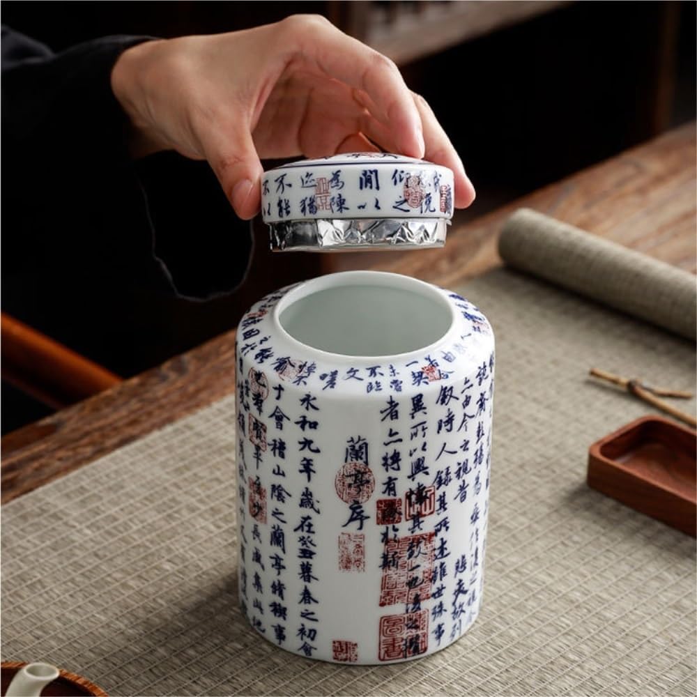 Set Da Tè Contenitore for la conservazione del tè retrò dipinto a mano creativo Barattolo in ceramica sigillato Set da tè Barattolo doppio Set di scatole regalo Barattolo vuoto Barattolo Per Conservar