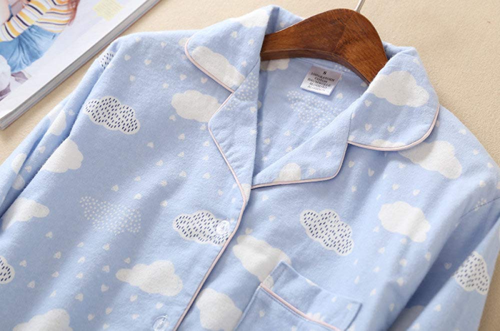 Conjunto De Pijamas De Mujer,Conjunto De Pijamas Suaves Con Estampado De Nubes Tejidas Conjuntos De Salón Con Botones Y Bolsillos En La Parte Superior Y Pantalones Pjs Set Ropa De Dormir De Manga La