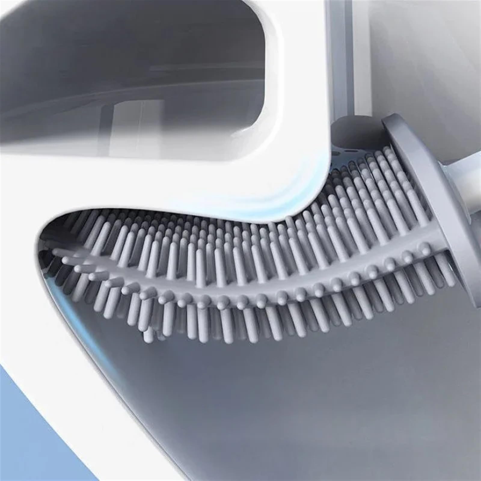 Cepillo de limpieza de inodoro, cepillo de cerdas suaves flexibles de cabeza plana con soporte, cepillo de inodoro, limpiador de Wc de silicona, herramienta de inodoro No muerto ( Size : Light Blue )