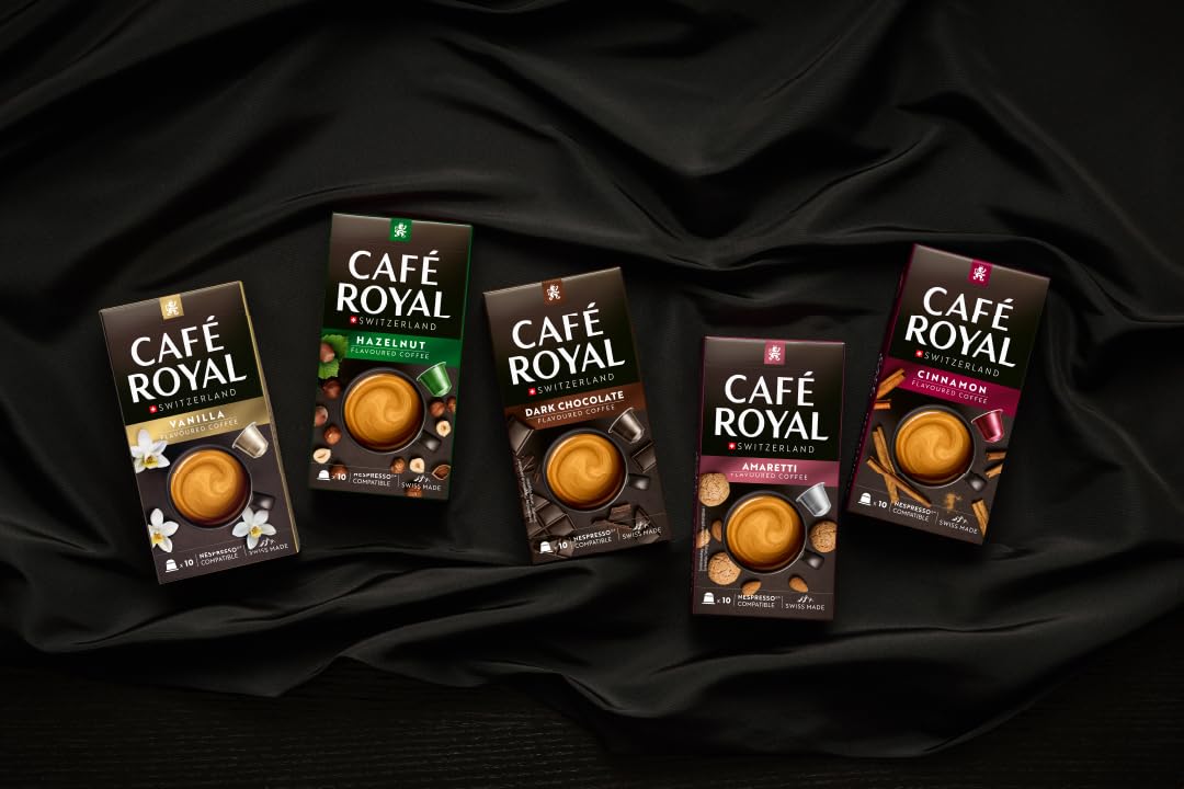 Café Royal Caramel Flavoured Edition Nespresso (R)* 100 cápsulas de café de aluminio compatibles, resistencia 4/10, paquetes de 10x10