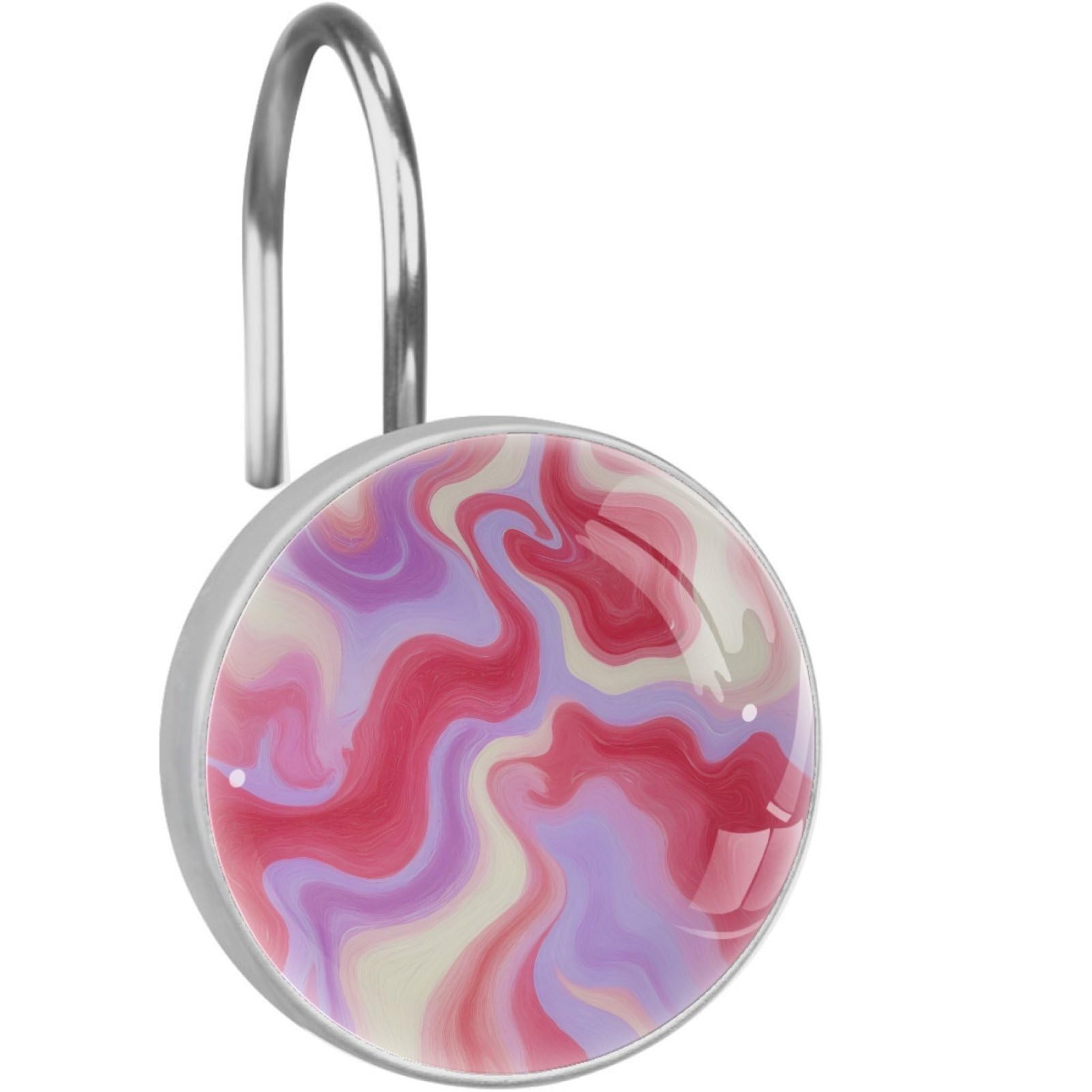 VAPOKF Decorative Shower Curtain Hook, Pink and Purple Marble Rustproof Stainless Steel Shower Curtain Hook for Bathroom, Shower Curtain Hangers for Shower Rod