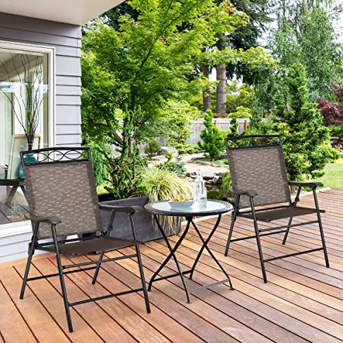 GYMAX ガーデンチェア 折りたたみ レジャーチェア ラタンチェア コンパクト リクライニングチェア 2脚セット テラスチェア ガーデン 屋外 ベランダ 庭 お釣り キャンプ 花見 軽量 椅子 チェア 耐荷重120kg 2枚目