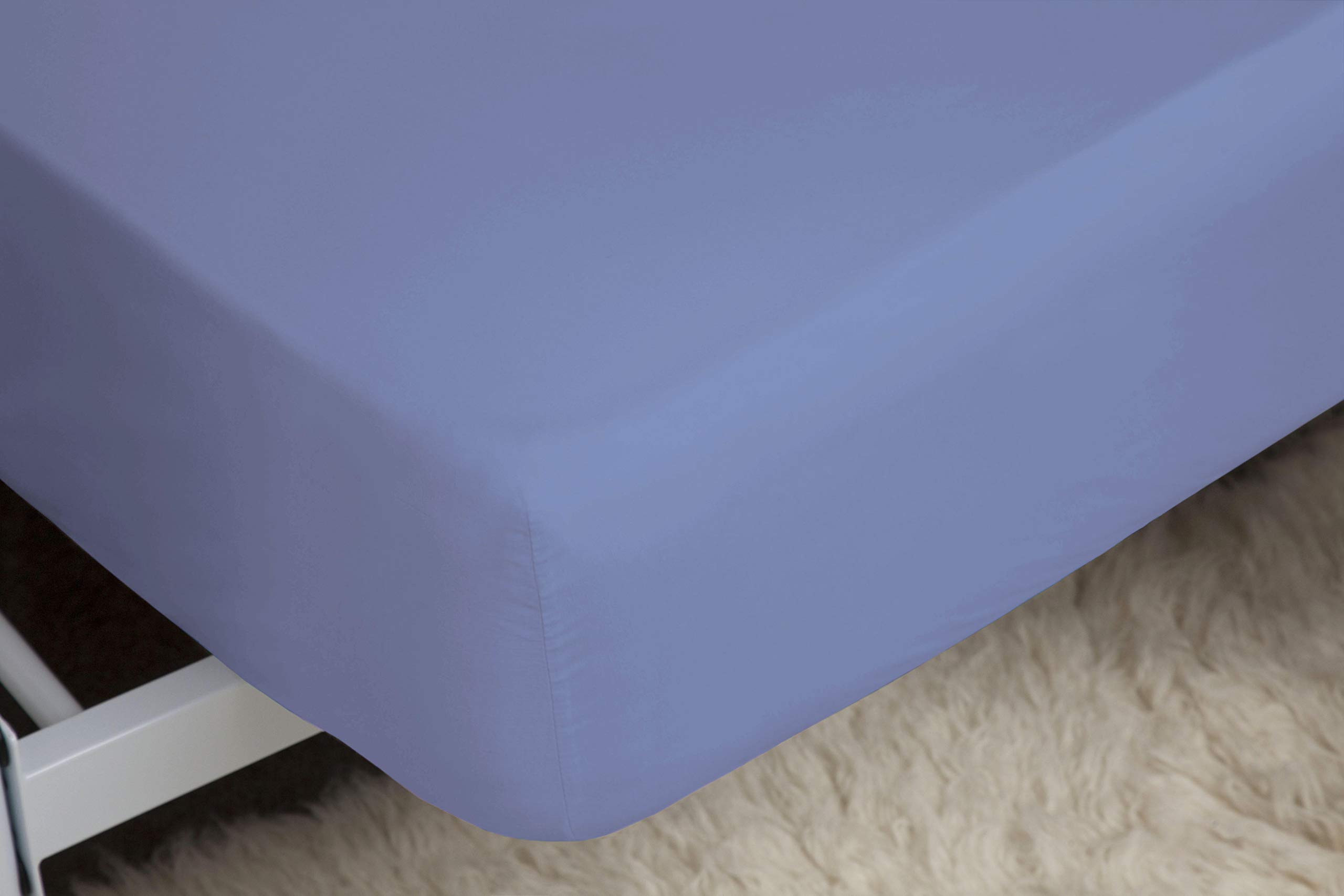 Belledorm Blue Fitted Sheet, 200 Thread Count Percale, Mattress Depth 28cm