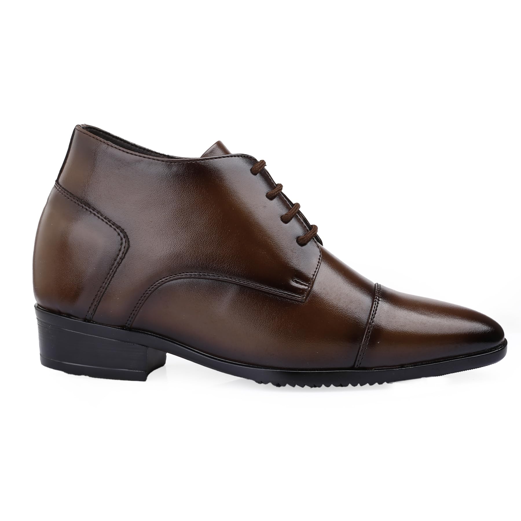 Men's 9 CM Hidden Height Increasing Faux Leather Material, Stylish Casual Formal Laceup Derby Boot.-image-25