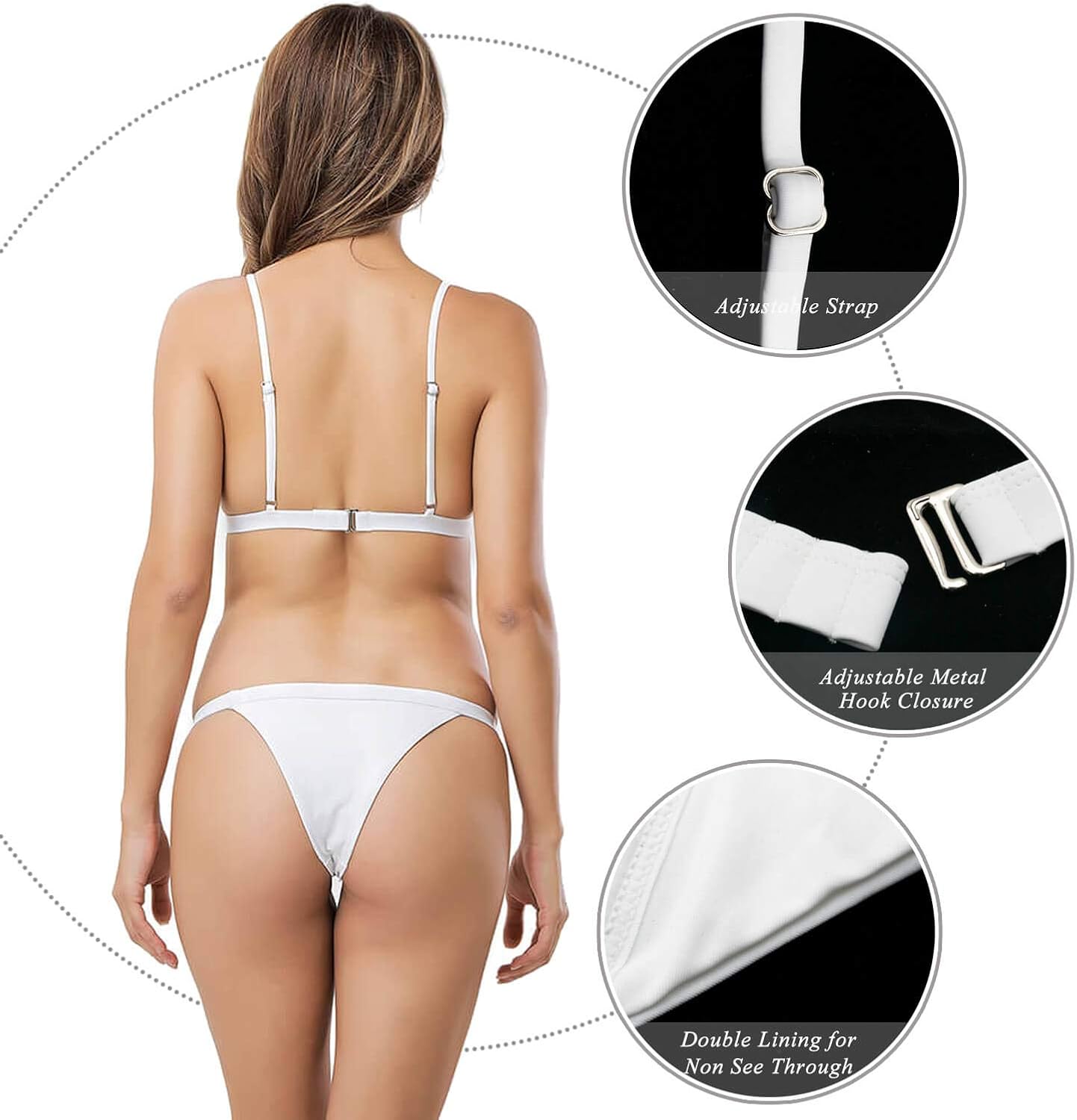 X-HERR Women Push up Triangle Brazilian Thong Bikini Set Swimsuits (Red,S)