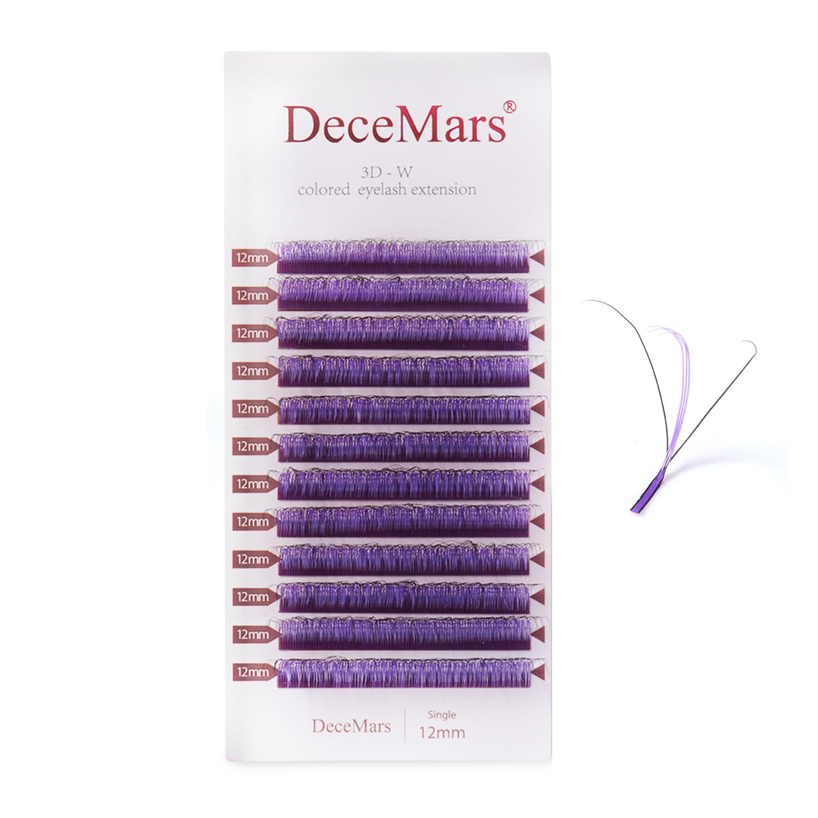 DeceMars 3D W Colored Eyelash Extensions Clusters 0.07mm C Curl 8-15mm Mixed Tray 12 Rows 1440pcs Easy Fan Volume False Eyelashes Colorful Fluffy Faux