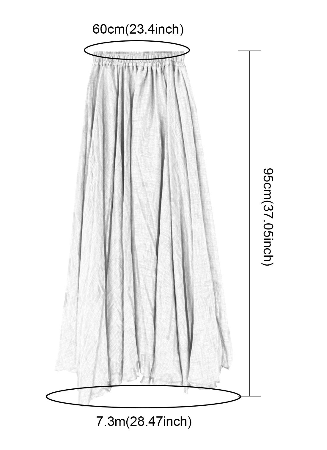 FEOYA Jupe Bohême Femme Décontractée Plissé Casual Jupe en Coton et Lin pour Printemps Été Automne Vacances Plage Longueur 85/95 CM