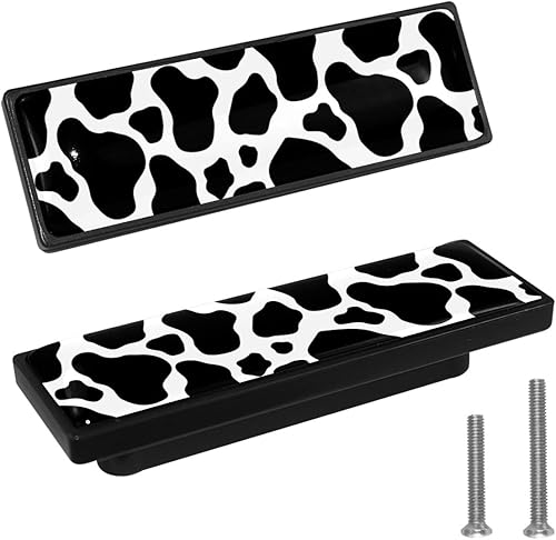 Paquete de 4 pomos decorativos de piel de animal de 3.6 pulgadas, doble agujero rectangular de vidrio ABS, pomos de puerta para armario, armario,