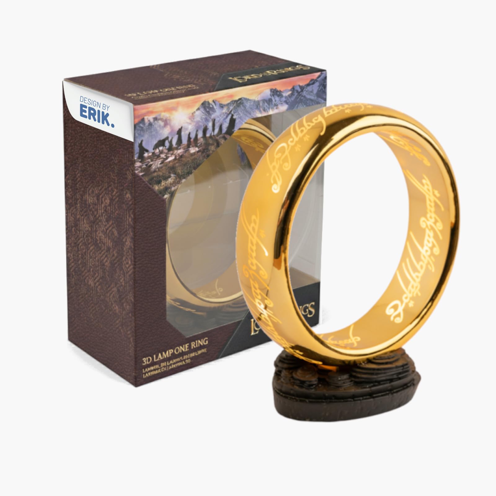 Lampara El Señor de los Anillos Anillo único - Lampara escritorio Gaming o Mesita Noche │ El Señor de los Anillos Regalos - Figura con LUZ LED (USB/Pilas) Lord of the rings Merchandising OFICIAL