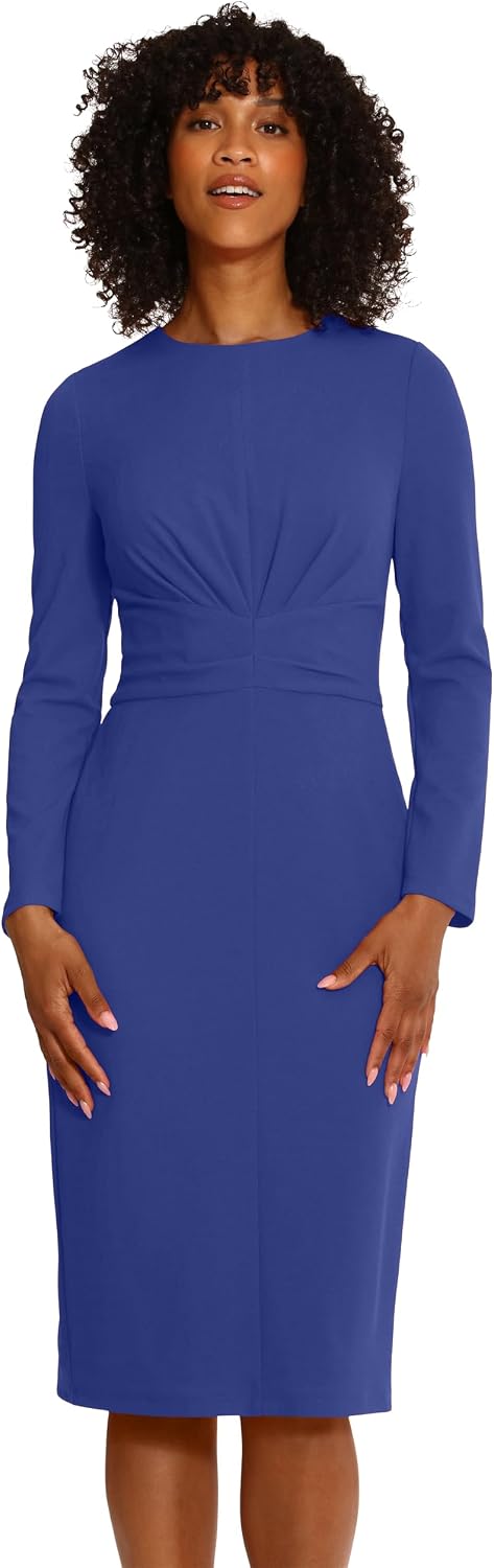 Maggy London Women's Dresses Wide Waistband and Tuck Details Office Career Workwear Event Occasion Guest of