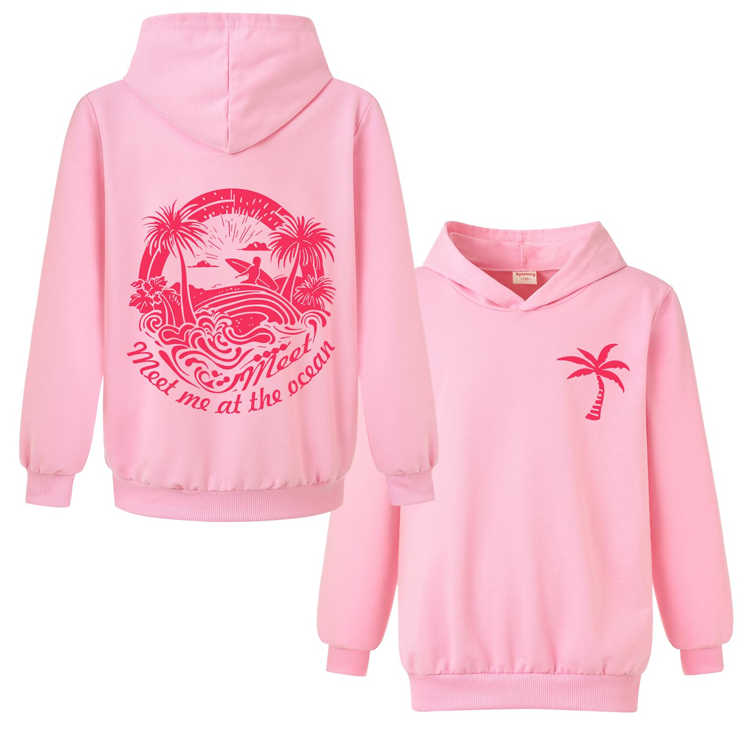 Xpialong pink palm hoodie