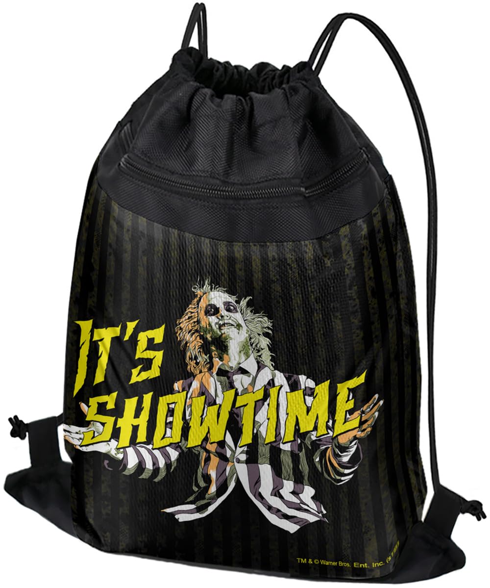 LOGOVISION Beetlejuice Its Showtime Drawstring Backpack Sports Bag Sackpack 17