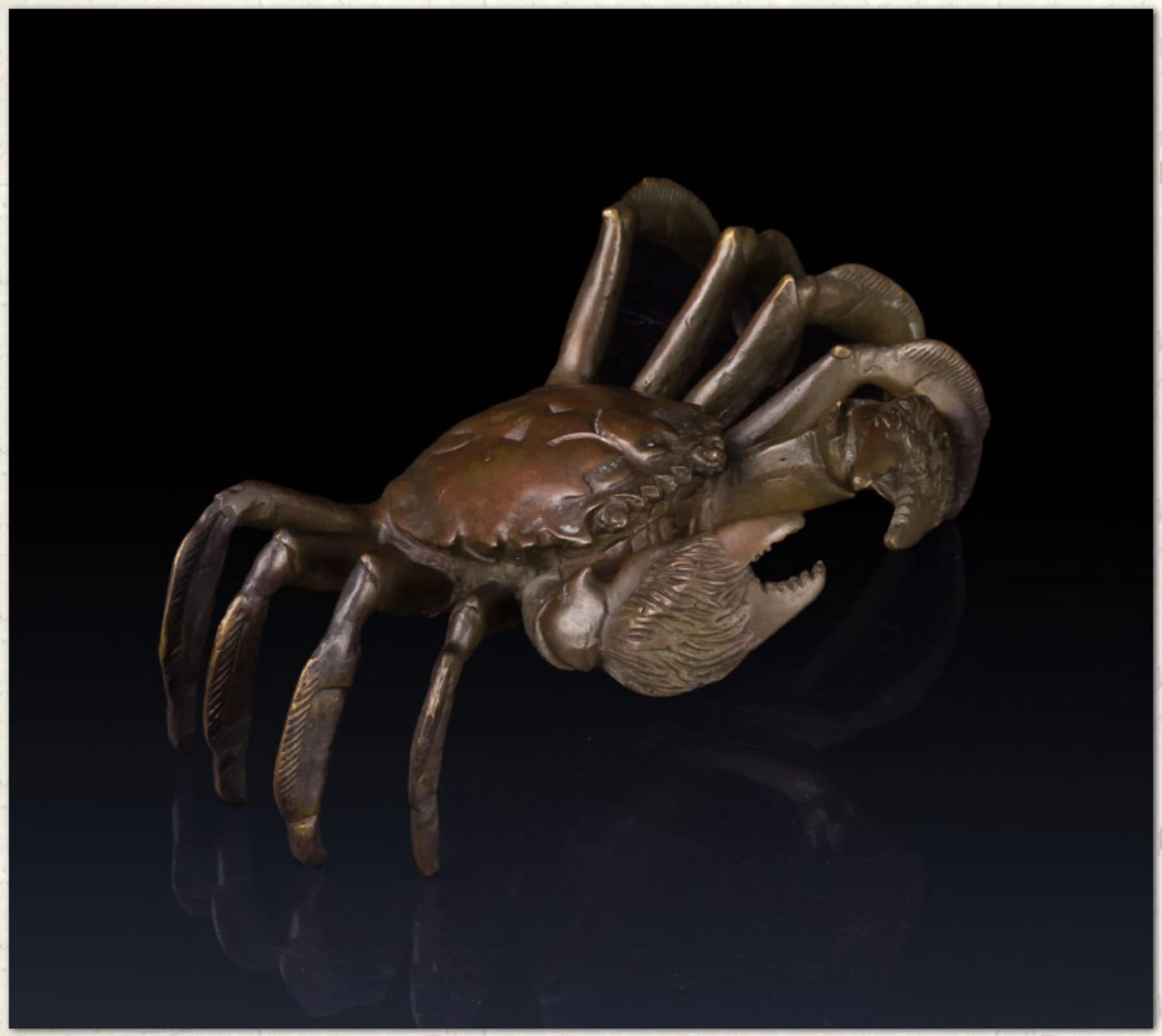NGDFGR Brass Crab Statue Desktop Ornament,Retro Metal Animal Crab Miniature Figurines Office Decorations Home Fengshui Decor Crafts Accessories