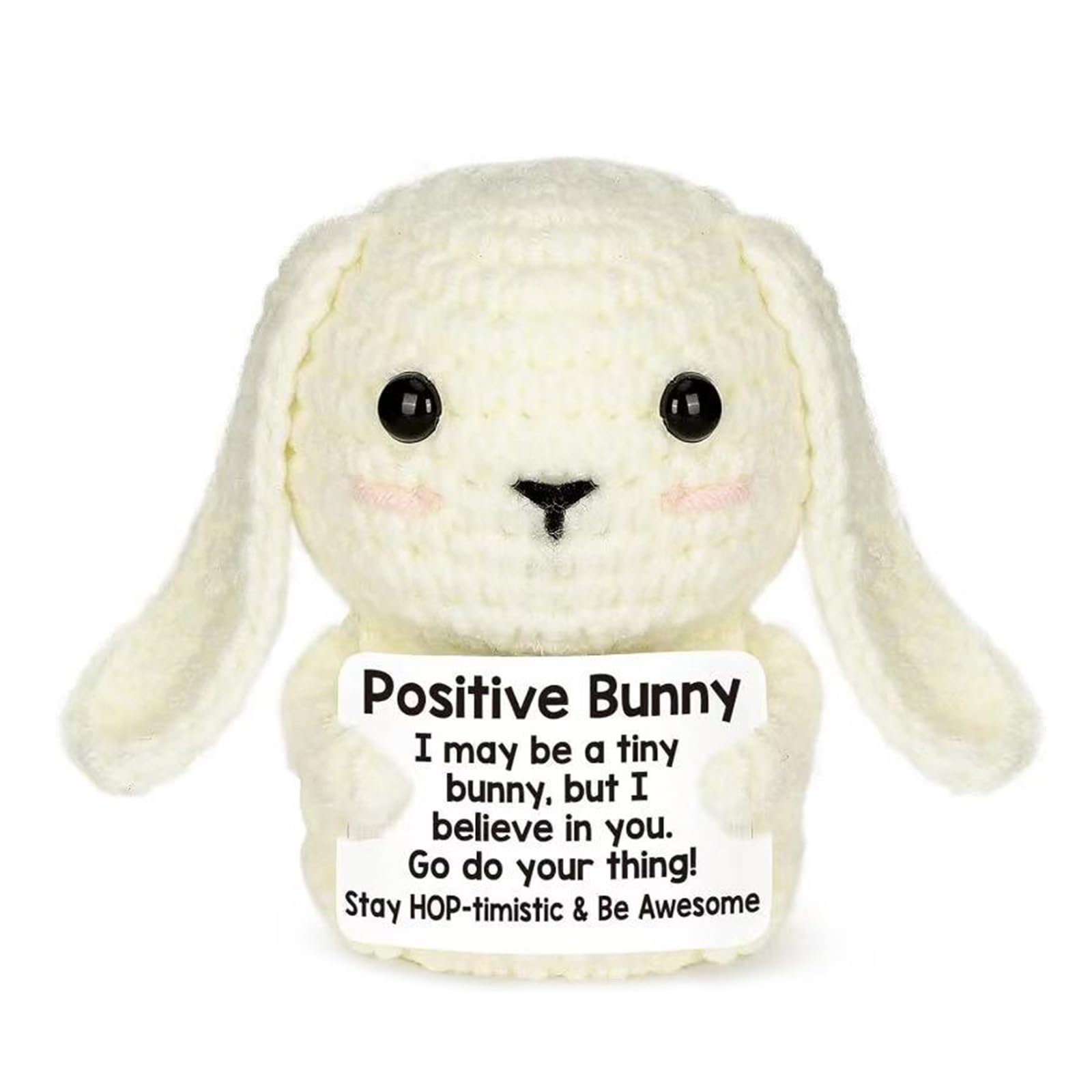 Daleweo Positive Bunny Gifts – Mini Knitted Bunny Doll for Exam Good Luck, Emotional Support, and Fun Valentine's Day Gift for Women, Him, Her, Friends
