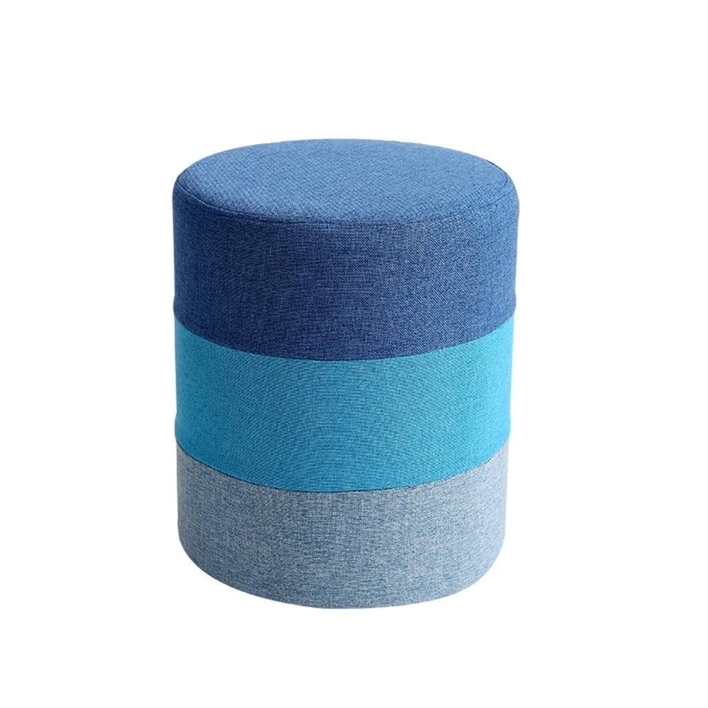 Chaise tabouret rond bleu pour soulager le dos en mettant ses chaussures