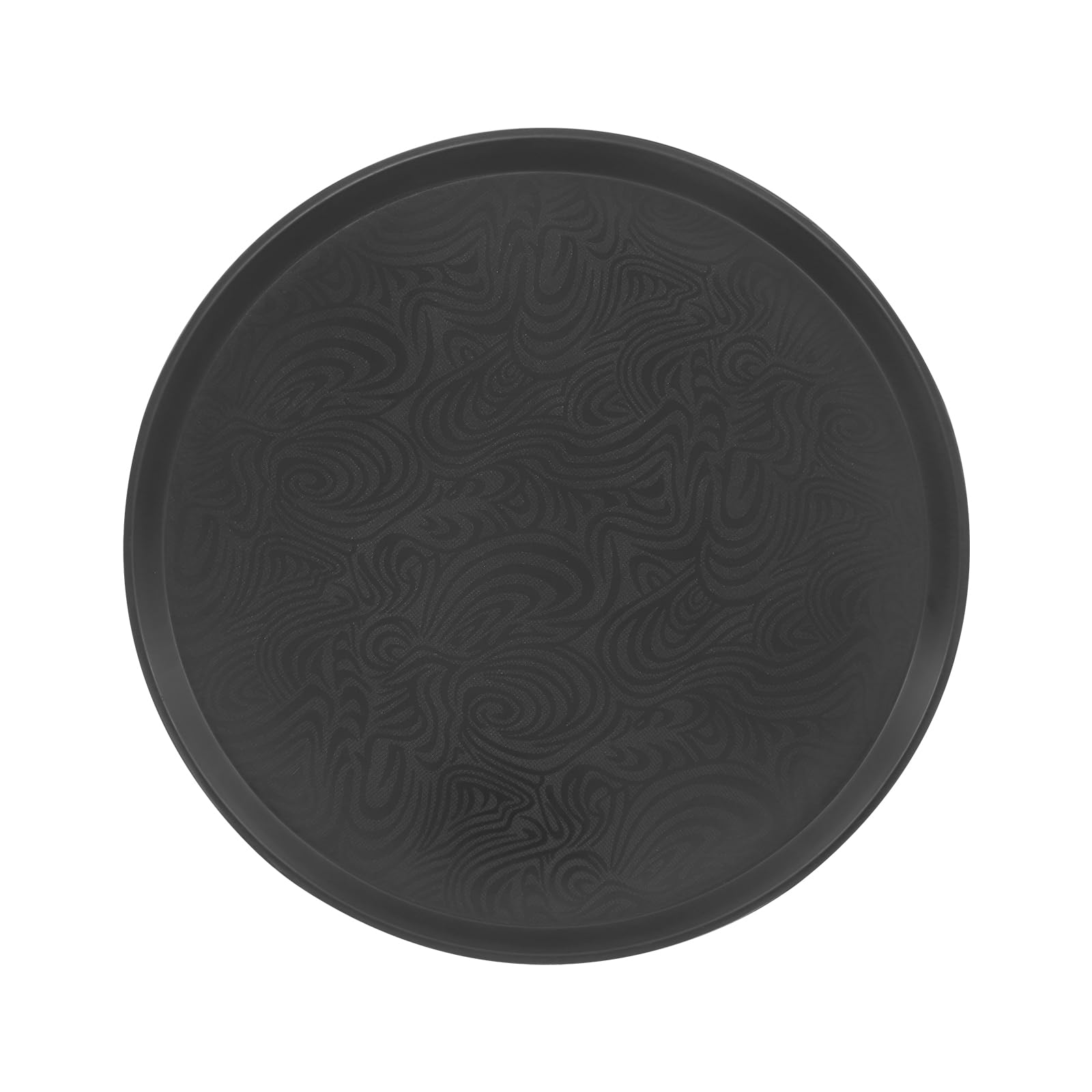 Juego de 8 bandejas redondas de 40 cm de diámetro, antideslizantes, para restaurante/bar, para empresas comerciales, juego de bandejas negras con borde elevado, apto para lavavajillas
