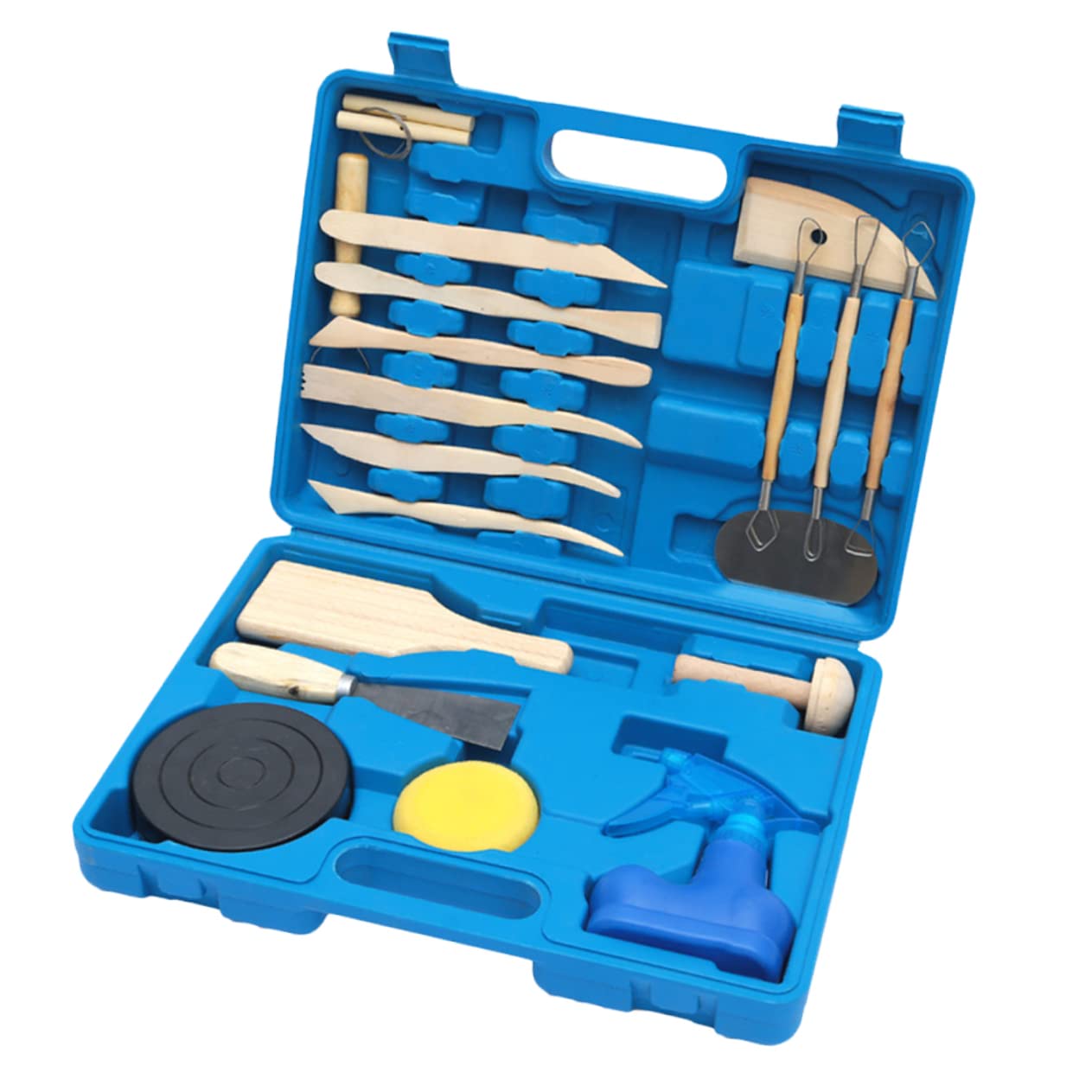 DOITOOL 19Pcs Clay Sculpting Tool Kit Versatile Mud Claying Accessories for Artisans and Beginners Light Yellow and Blue Clay Figurine Instruments