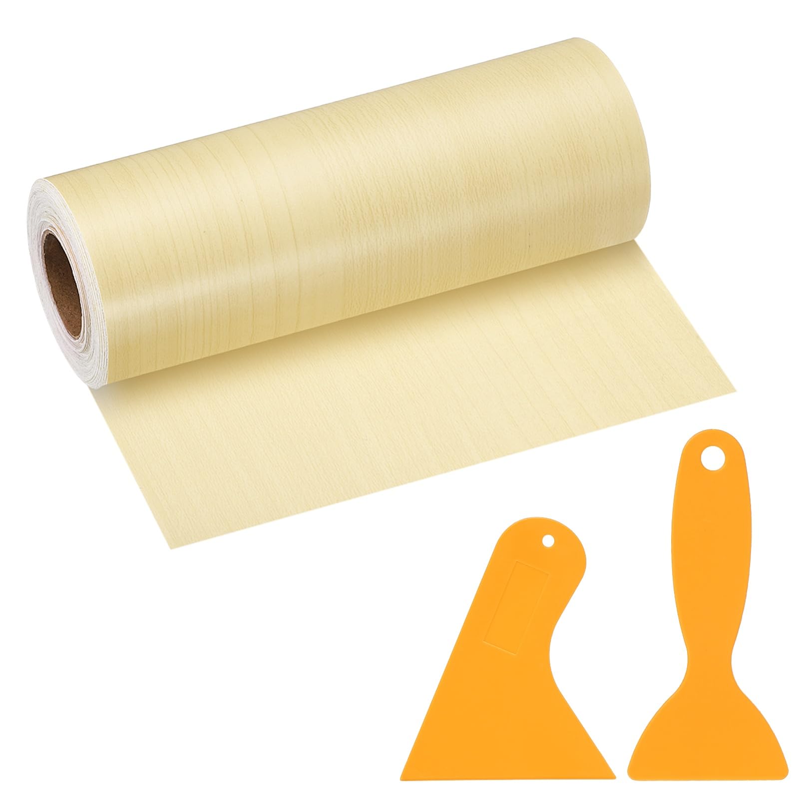 PATIKIL Wood Grain Repair Tape, 6" x 33' Self Adhesive Realistic Wood Tape with Scraper Durable Repair Patch for Furniture Floor Window Door Table DIY Home Decor, Yellow Fir