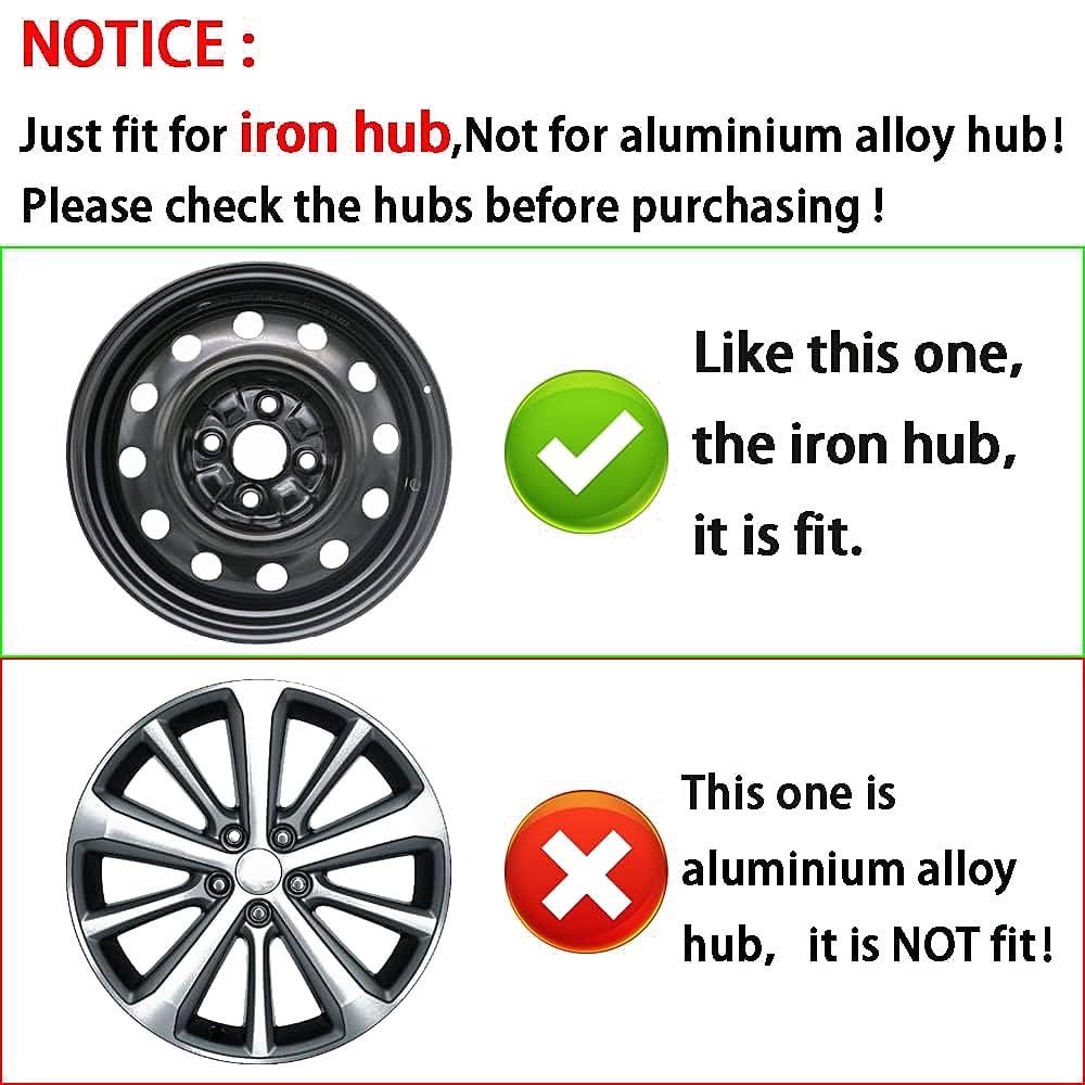 Blueshyhall Set di 4 copricerchi neri lucidi, per cerchi in acciaio in plastica ABS con verniciatura a doppio strato, opzione 12-15 pollici, copricerchi auto tuning accessori esterni (13")