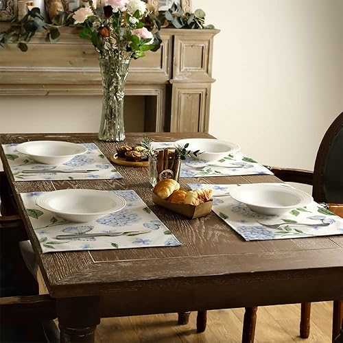 Miniatura 5 de ARKENY Camino de mesa de verano con flores de hortensias de mariposa de 13 x 48 pulgadas decoración de primavera de temporada casa de campo interior