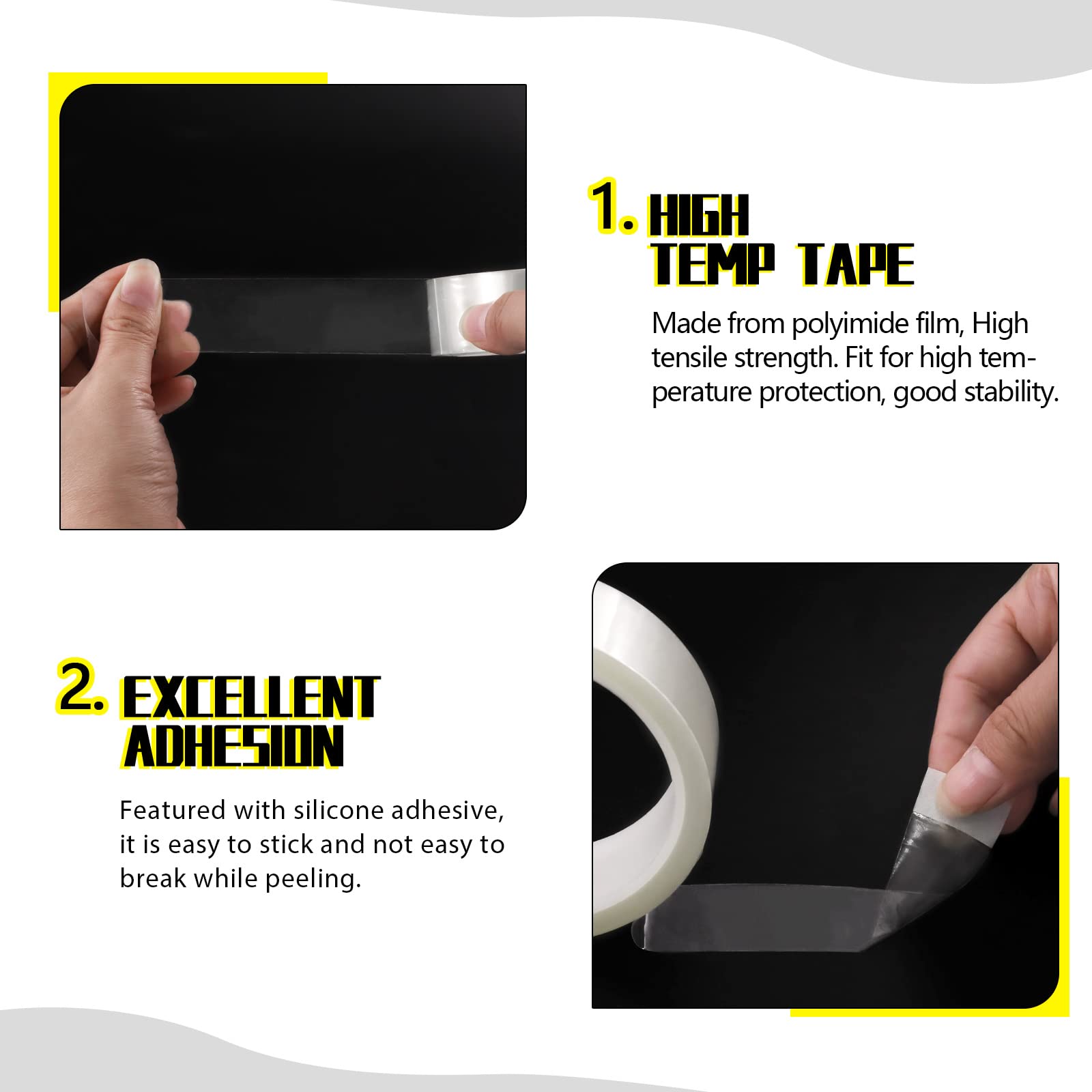 Mardatt 8 Pcs Heat Press Tapes Size Assorted Kit 5/8/10/12/15/18/20/25mm Transparent High Resistant Temperature Tape Thermal Tape for Heat Sublimation Press No Residue and Heat Transfer Vinyl - Image 4