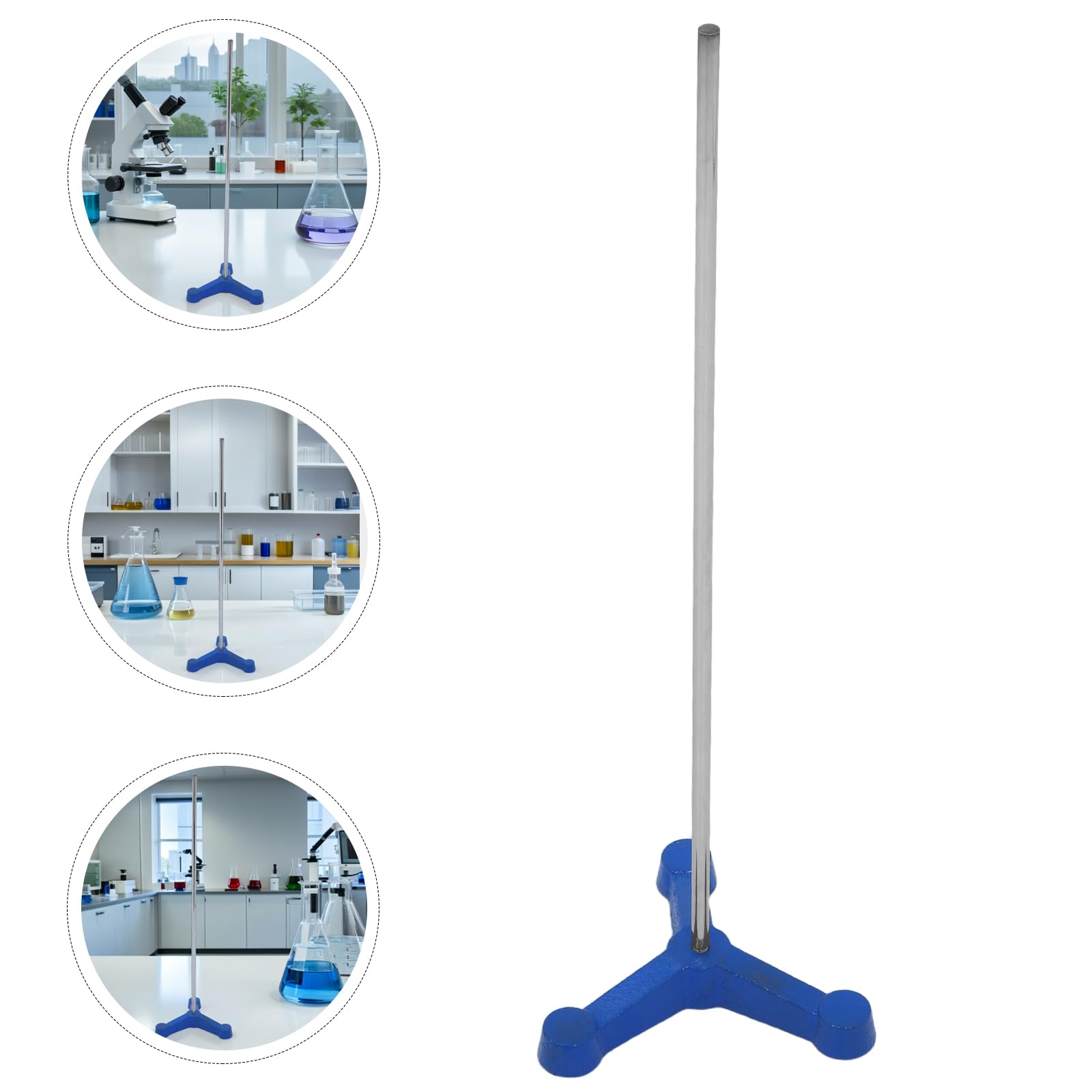Metall Laborstativ mit 110mm Dreibeinfuß und Langer Stange Robuste Gerätehalterung für Chemie und Biologielabore