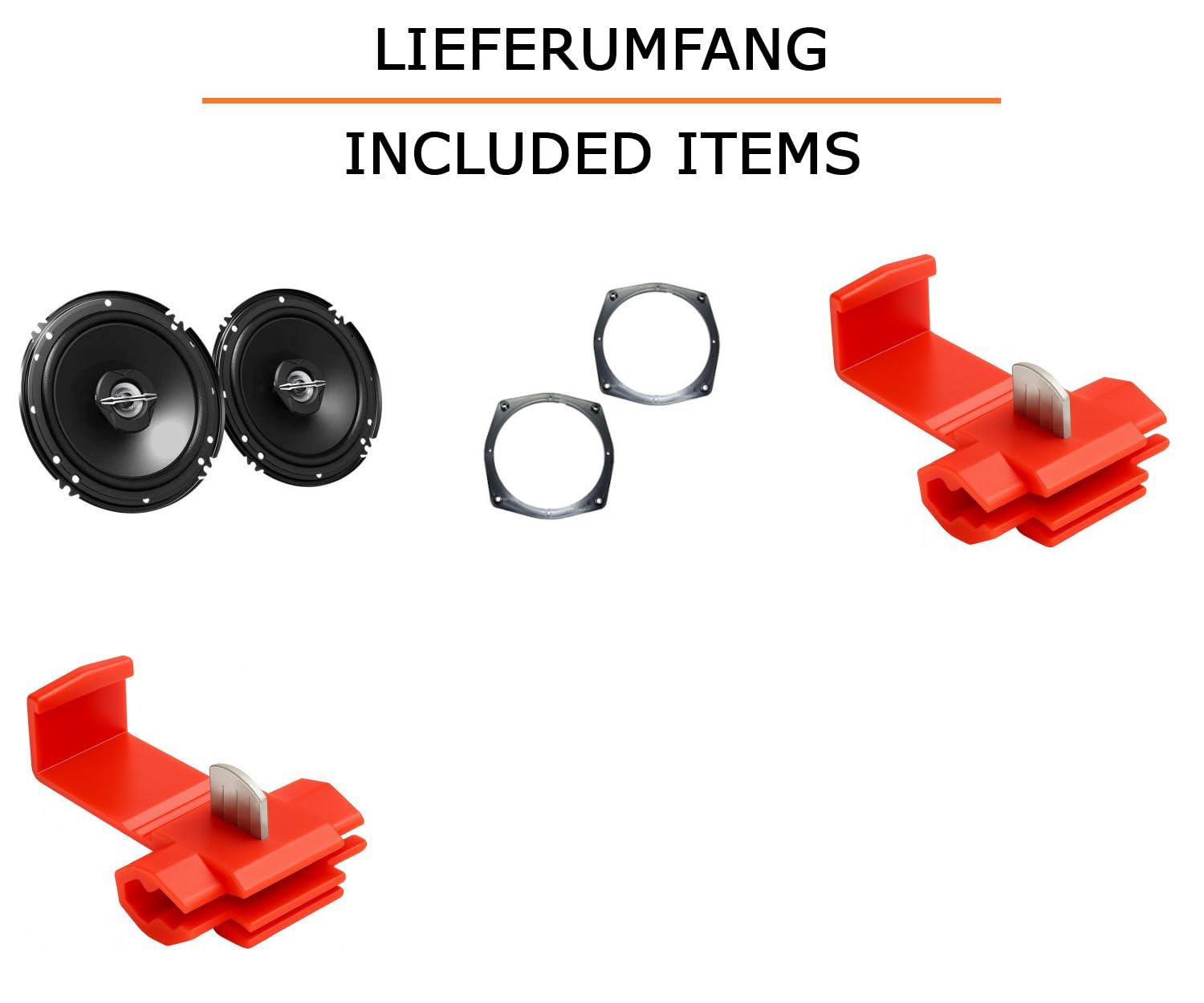 Lautsprecher Boxen Einbaupaket für JVC CS-J620X kompatibel mit Mitsubishi Outlander CU0W, Facelift hinten | 2X Tief-Mitteltöner inkl Hochtöner 300W