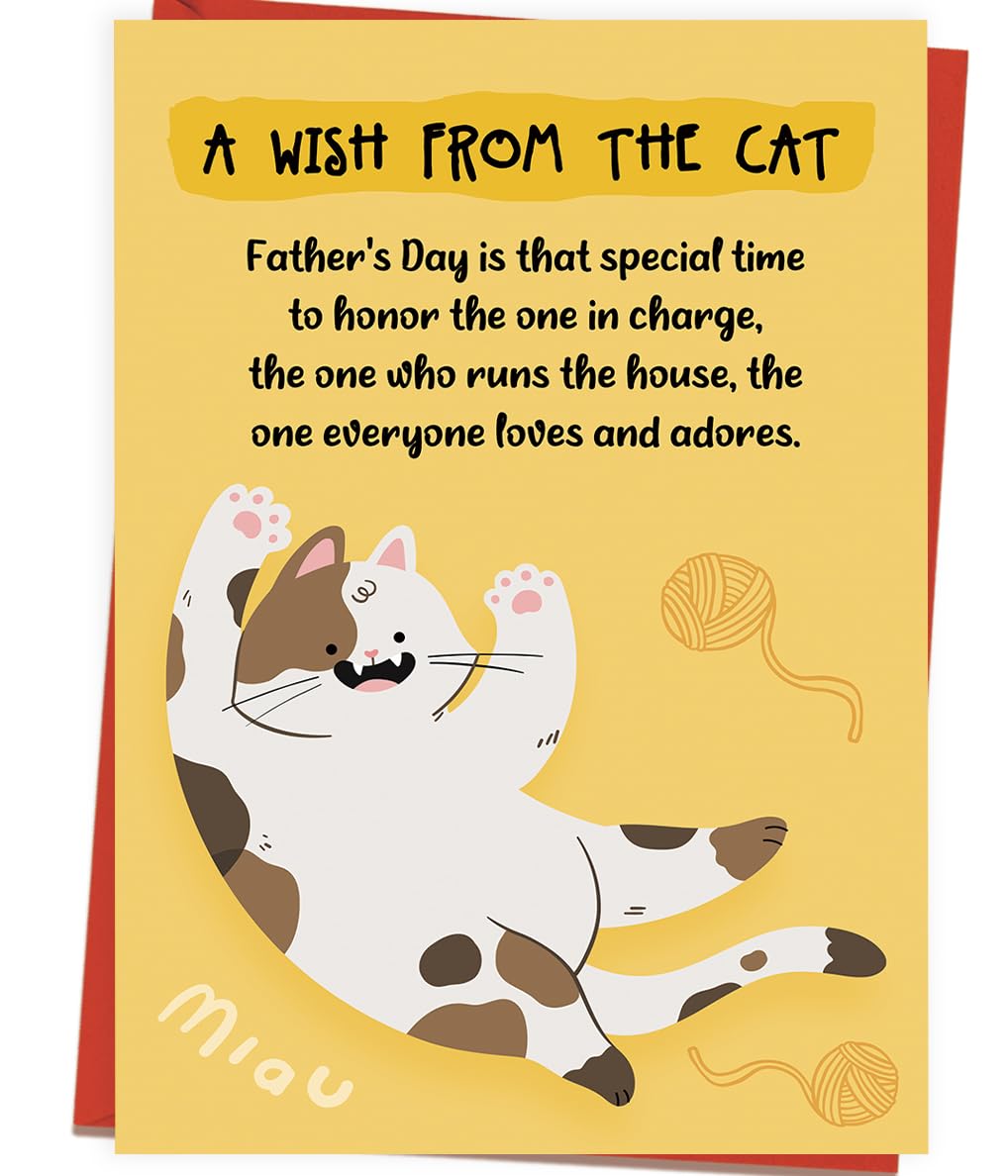 Photo 1 of **BUNDLE OF 3 DIFFERENT FATHER'S DAY CARDS** Asmallgf Comfort Cat Dad Gifts, Fathers Day Card from Cat, Cat Dad Fathers Day Card, “A Wish from The Cat”