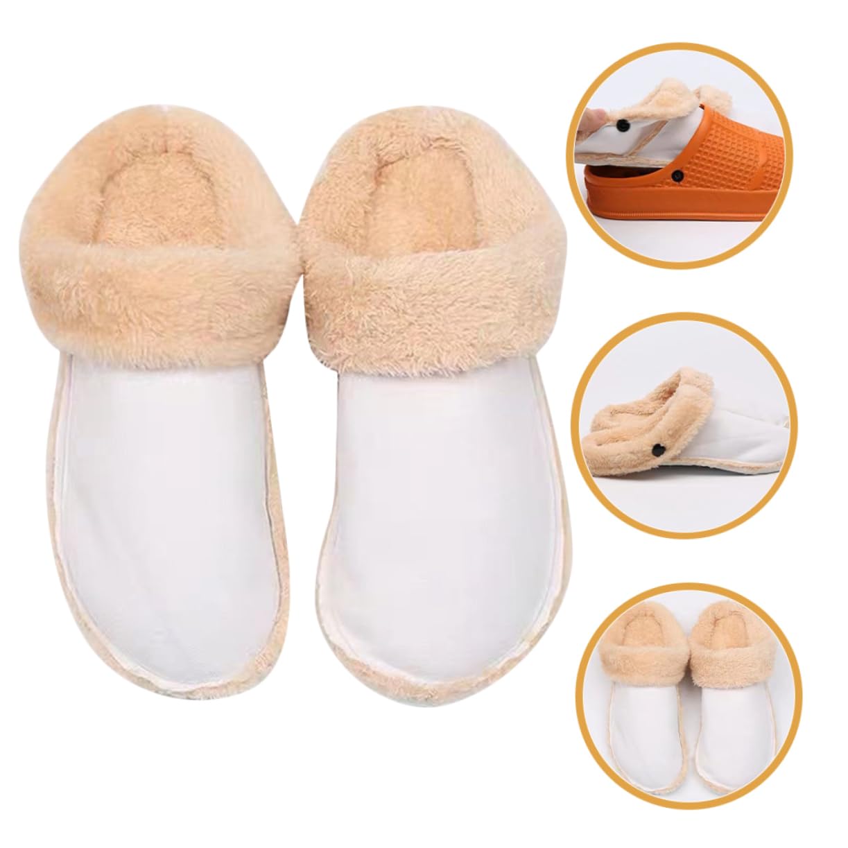 4pares Plantillas De Peluche Para Zuecos Forros Invierno Desmontables y Cálidos Inserciones Para Zapatillas De Casa Cómodas y Prácticas