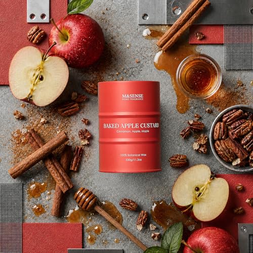 Image of M&SENSE Baked Apple Scented Candles Christmas Decor,Natural Non Toxic,Christmas Candle for Stress Relief Meditation Relaxing, Housewarming Gifts for Women Men, 11.3oz 70 Hour Long Burning