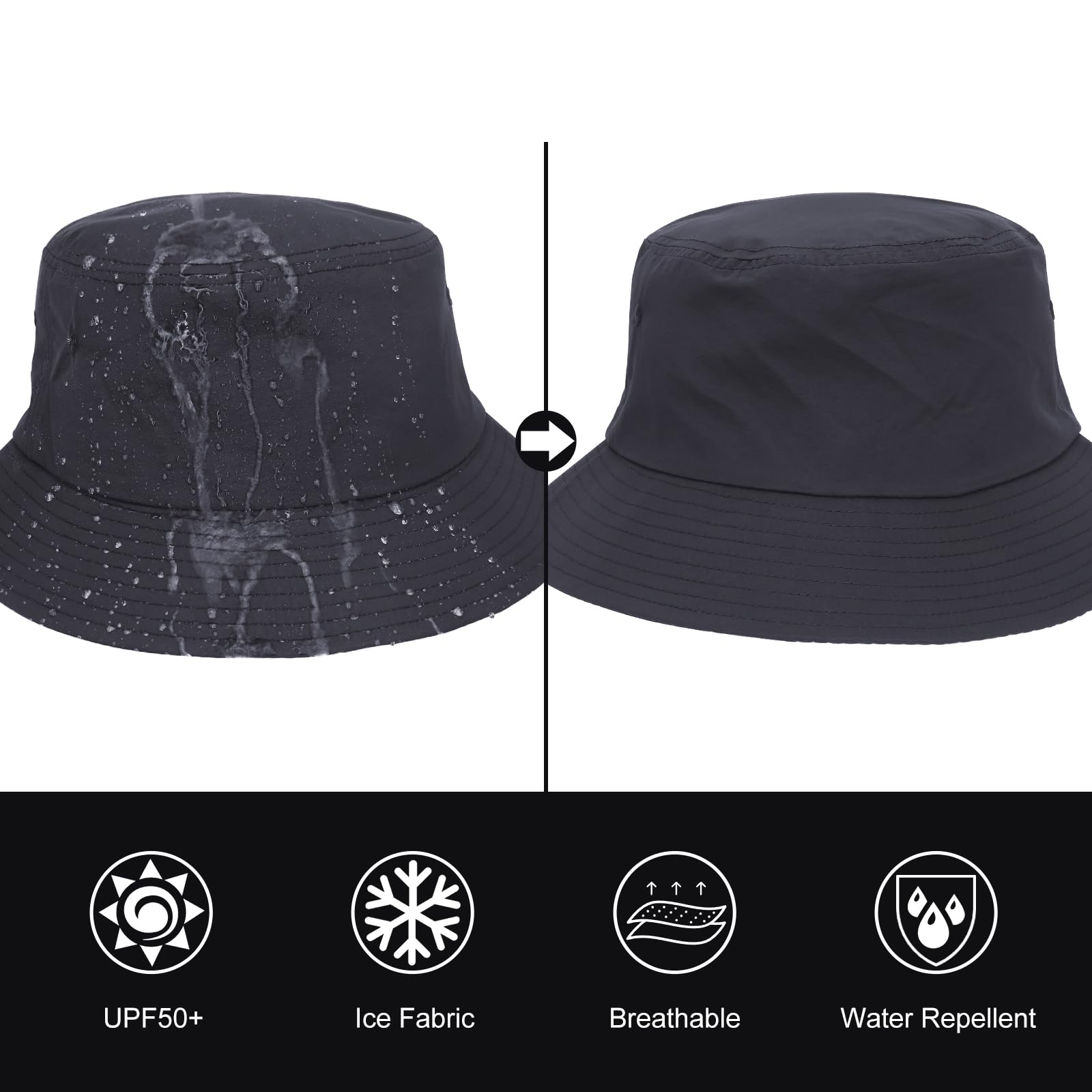 Glitovox Oversize XXL Quick Dry Bucket Hat for Women Men Water Repellent Fisherman Hats UPF 50+ Sun Hat Foldable Fishing Hats