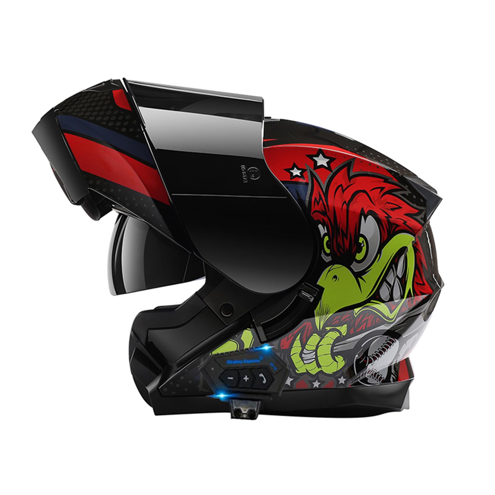 ZHTBATE Bluetooth Flip Up Front Motorbike Motorcycle Helmet with Double Visor Anti-fog ECE Approved Racing Crash Helmets for Adult 55~62CM
