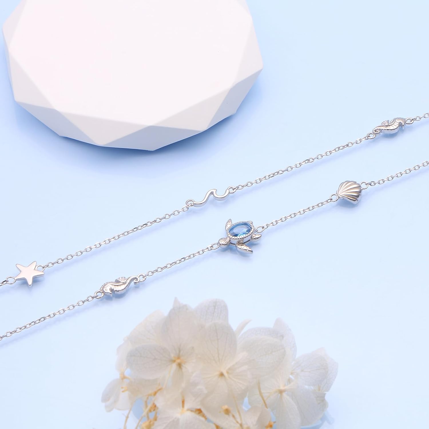 Anklets for Women 925 Sterling Silver Blue Evil Eye Infinity Butterfly Adjustable Multilayer Layered Summer Beach Ankle Bracelet Foot Chain Jewelry for Women - Image 5